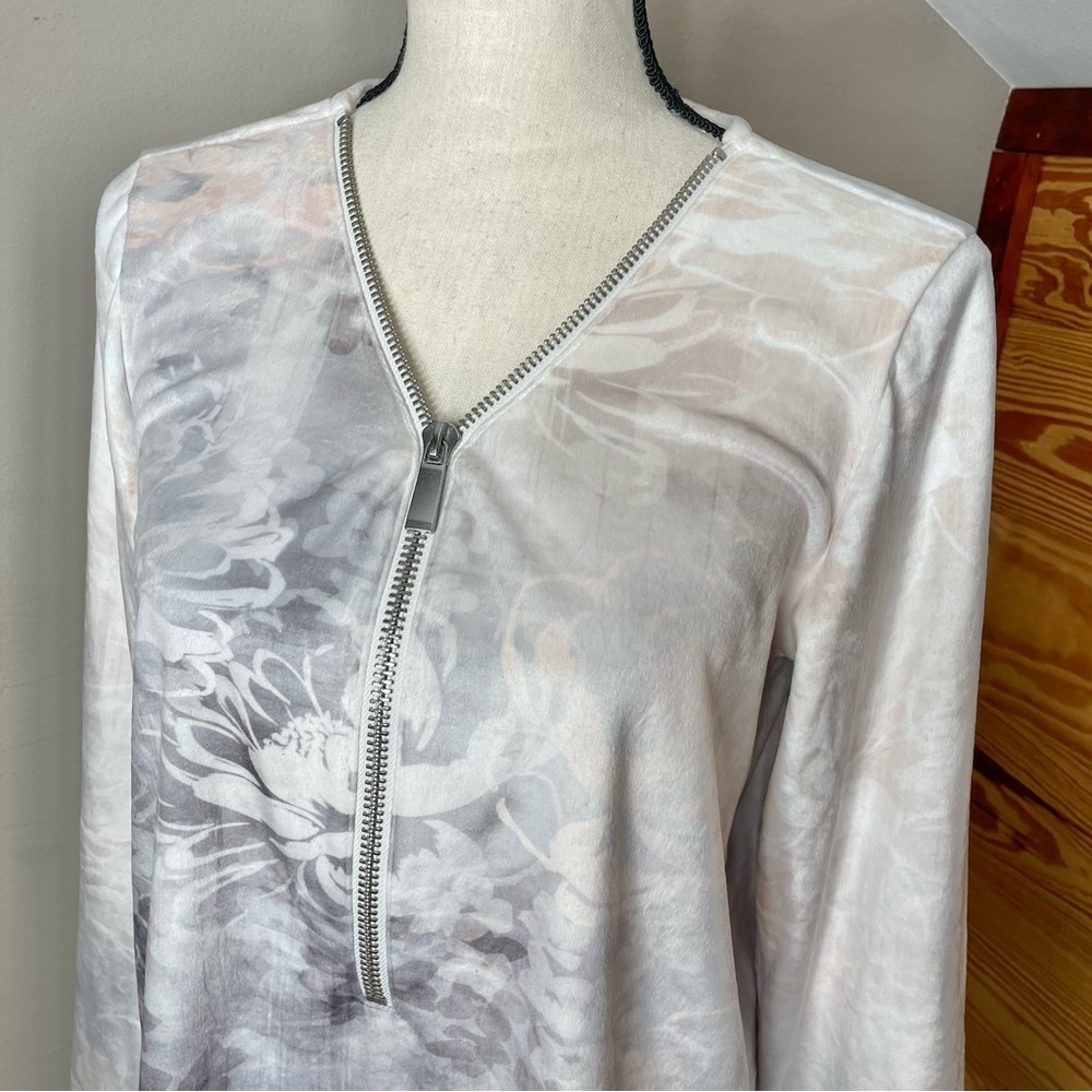 Soft Surroundings Corrina Half Zip Floral Long Sleeve Tunic Top Blouse Small S - Picture 4 of 8